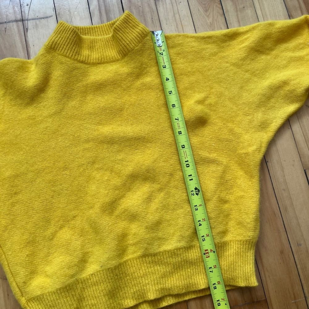 Rafaella Yellow Mock Neck Dolman Sleeve Sweater Angora Rabbit Lambswool Blend M